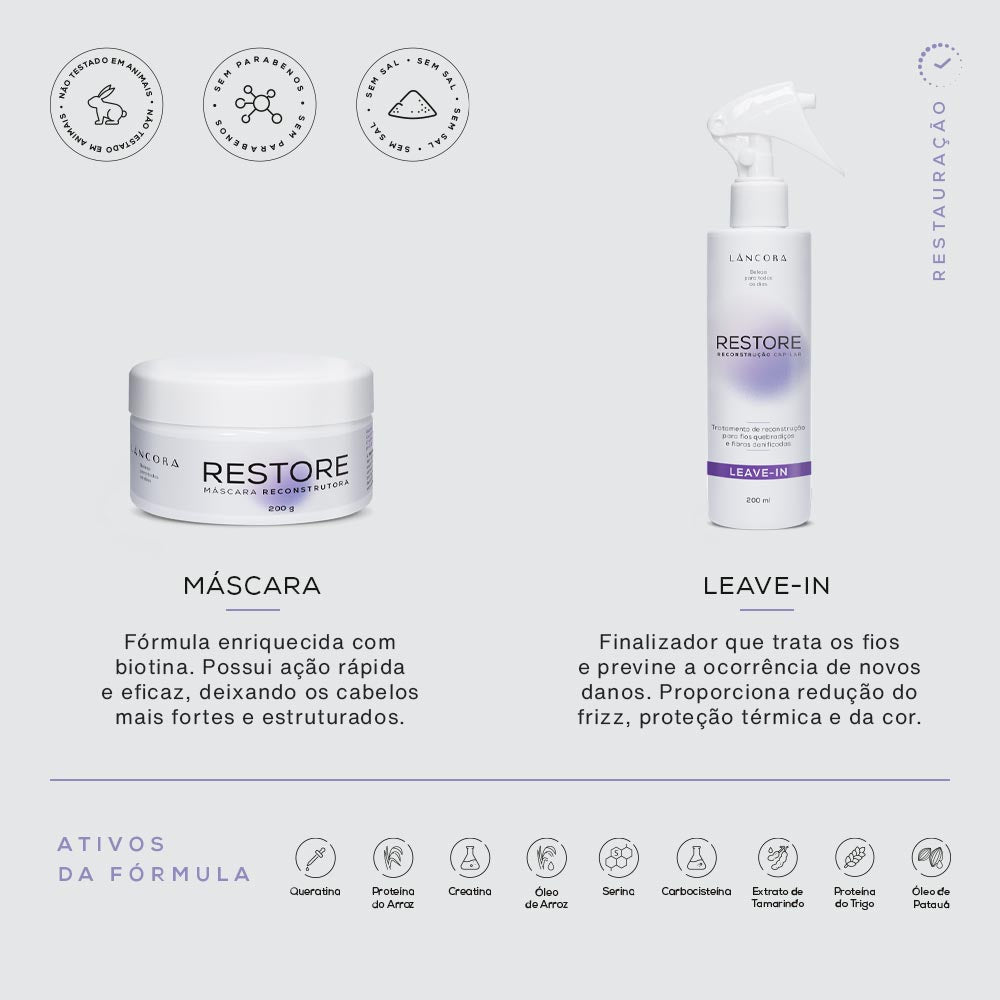 Kit RESTORE Reconstrução + brinde | Lâncora
